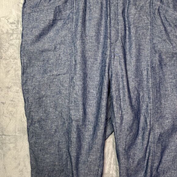Old Navy Blue Linen Blend Drawstring Cropped Ankle Pants Size 4x - Picture 6 of 11